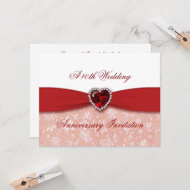 Invitación al 40° aniversario del Boda de Damask (Anverso/Reverso In Situ)