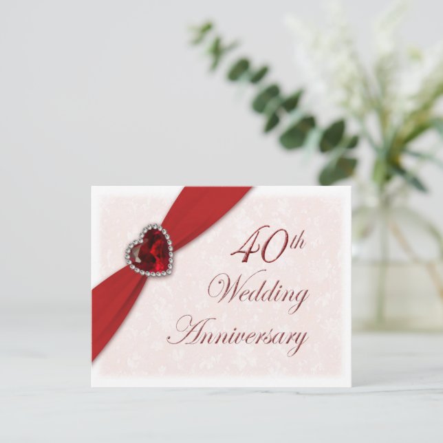 Invitación al 40° aniversario del Boda de Damask (Anverso de pie)