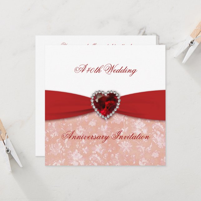 Invitación al 40° aniversario del Boda de Damask (Anverso/Reverso In Situ)