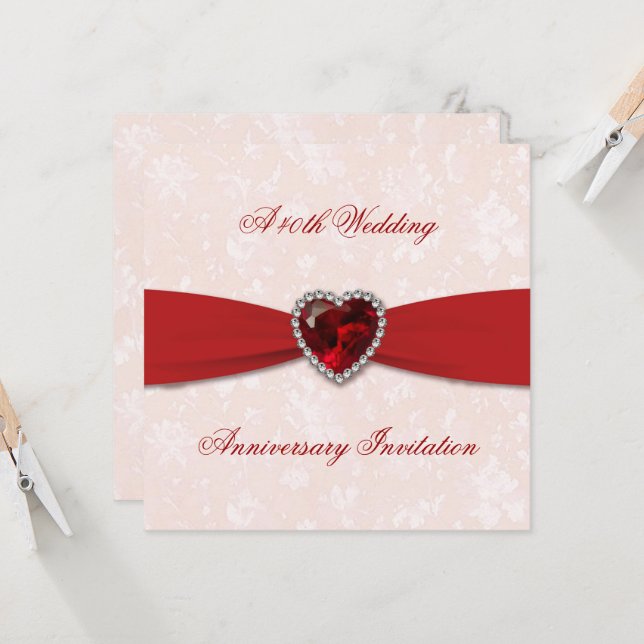 Invitación al 40° aniversario del Boda de Damask s (Anverso/Reverso In Situ)