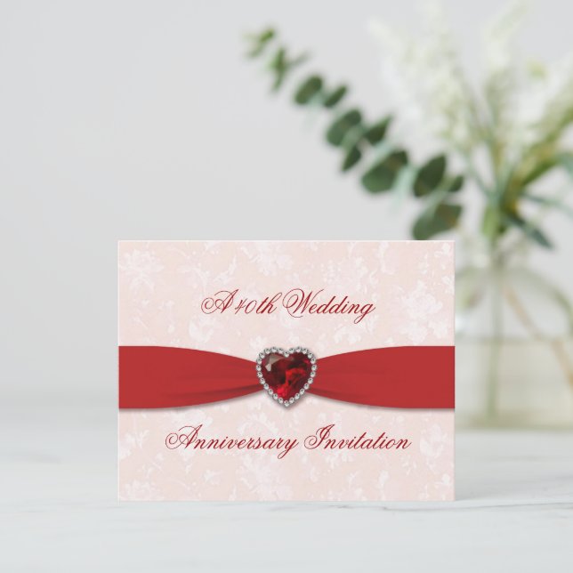 Invitación al 40° aniversario del Boda de Damask s (Anverso de pie)