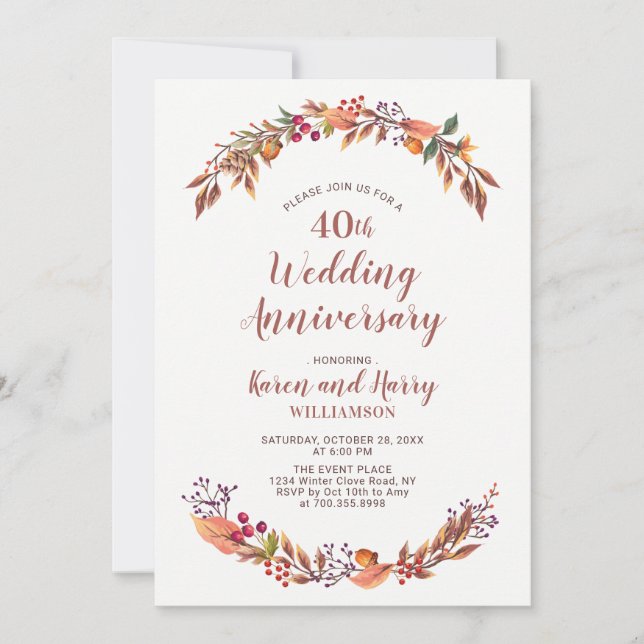 Invitación al 40° aniversario del Boda de la flora (Anverso)