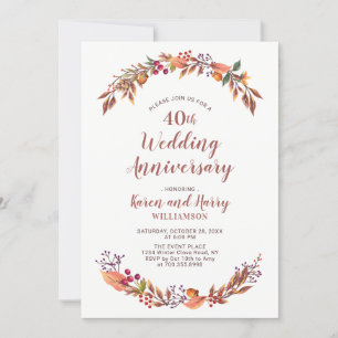 Invitación al 40° aniversario del Boda de la flora