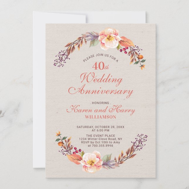 Invitación al 40° aniversario del Boda de la flora (Anverso)