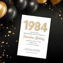 Invitación al 40 cumpleaños de 1984 Blanco Negro O