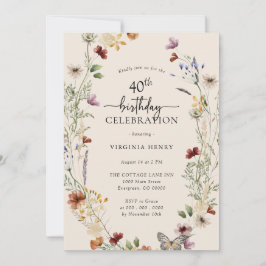 Invitación al 40 cumpleaños floral