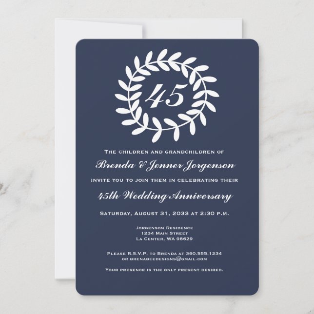 Invitación al 45º Aniversario de Bodas de Zafiro (Anverso)