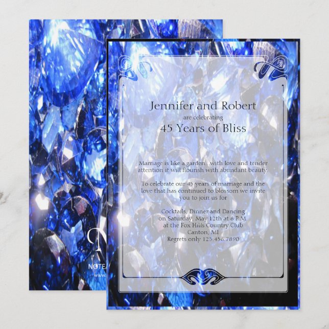 Invitación al 45º aniversario de Sapphire Boda (Anverso / Reverso)