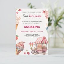 Invitación al 4to Cumpleaños de Helado Rosa | Pasa