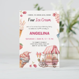Invitación al 4to Cumpleaños de Helado Rosa   Pasa