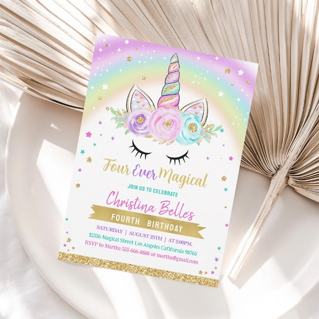 Invitación al 4to Cumpleaños del Unicornio Mágico  (Subido por el creador)
