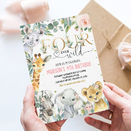 Invitación al 4to Cumpleaños Gold Safari Four Ever