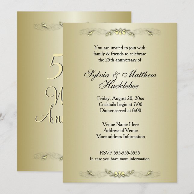 Invitación al 50º Aniversario de Boda (Anverso / Reverso)