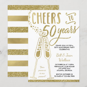 Invitación al 50º Aniversario de Boda, Brillo Fals