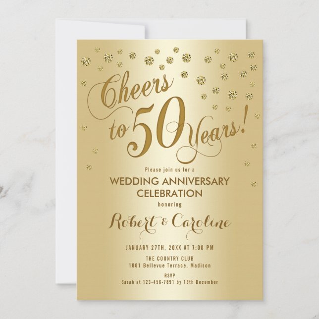 Invitación al 50º Aniversario de Boda en Oro (Anverso)