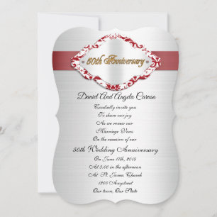 Invitación al 50º aniversario de bodas rojo y blan