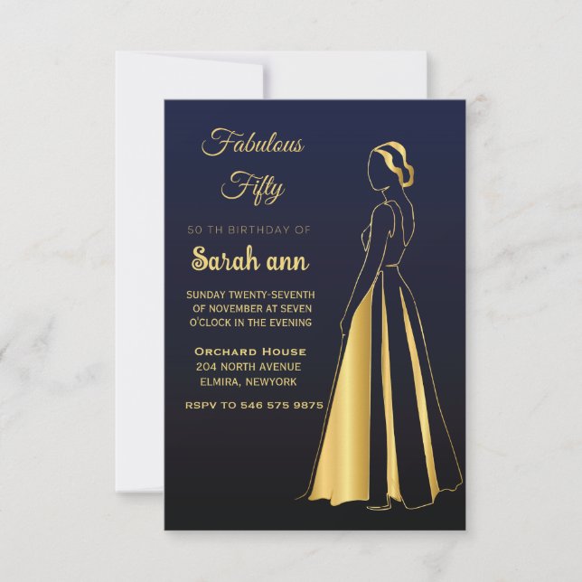 Invitación al 50º B'day por Gatsby Art Deco Style (Anverso)