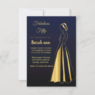 Invitación al 50º B'day por Gatsby Art Deco Style
