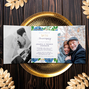Invitación al 50 aniversario Boda de Gold Hydrange
