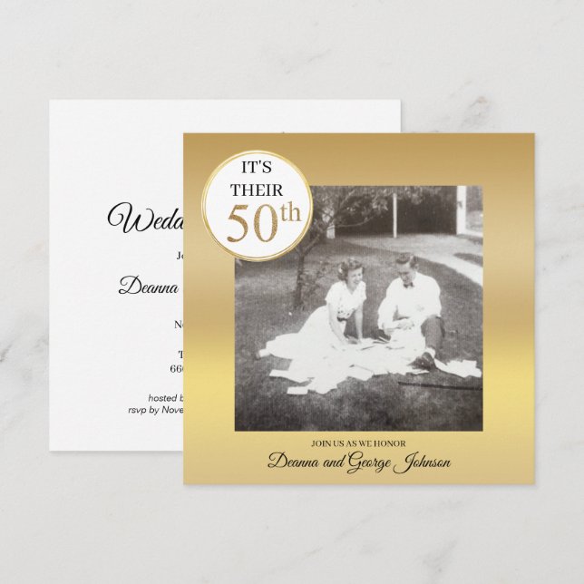 Invitación al 50° aniversario de Boda con foto de  (Anverso / Reverso)
