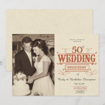 Invitación al 50° aniversario de Boda de foto vint
