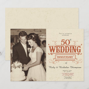 Invitación al 50° aniversario de Boda de foto vint
