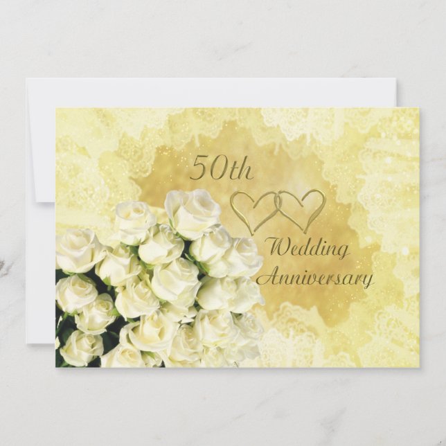 Invitación al 50 aniversario de bodas con rosas (Anverso)