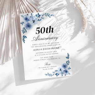 invitación al 50 aniversario de floral azul