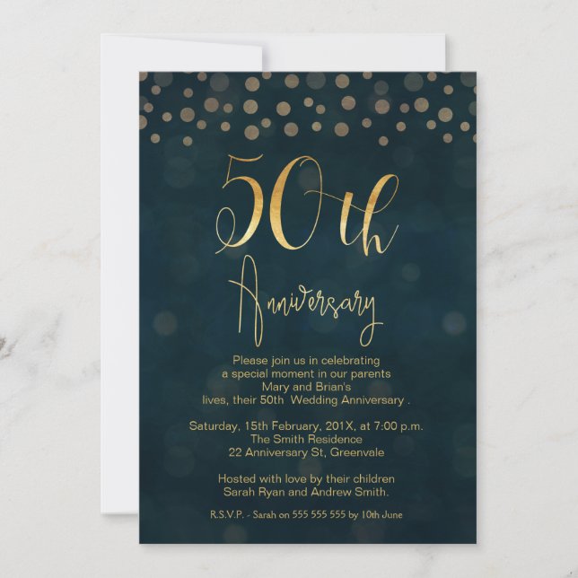 Invitación al 50° aniversario del Boda de Blue Fau (Anverso)