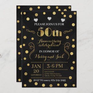 Invitación al 50° aniversario del Boda - Negro y o