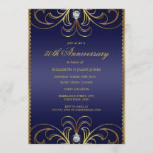 Invitación al 50° aniversario del Boda Royal Blue 