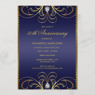 Invitación al 50° aniversario del Boda Royal Blue 