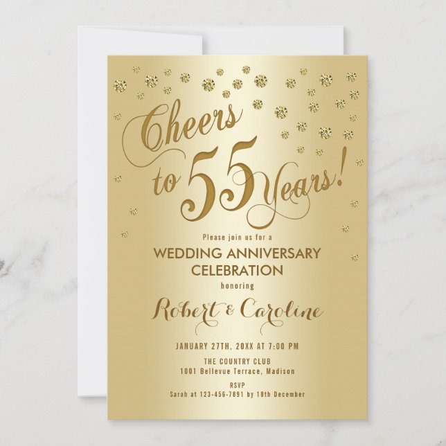 Invitación al 55º Aniversario de Boda en Oro (Anverso)