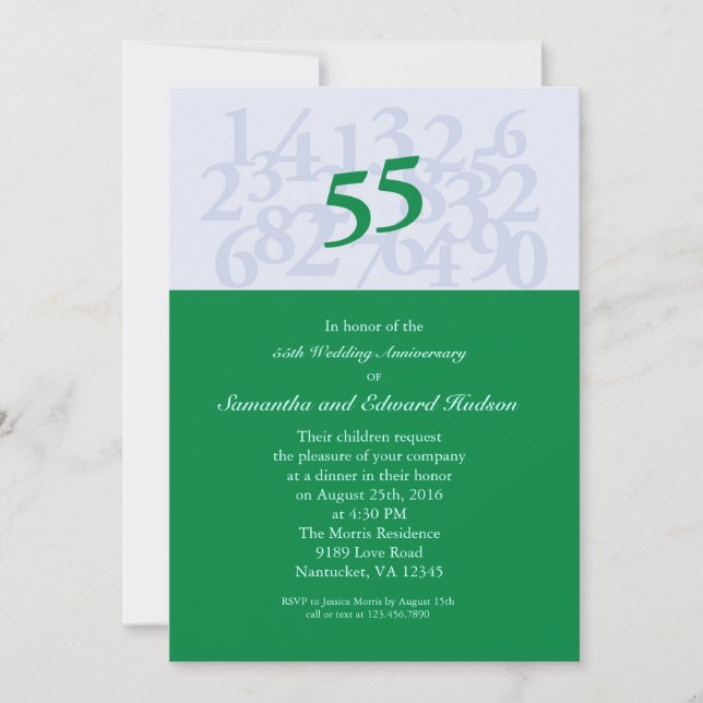 Invitación al 55º Aniversario de Bodas de Esmerald (Anverso)