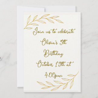 Invitación al 5to cumpleaños de Glod Floral