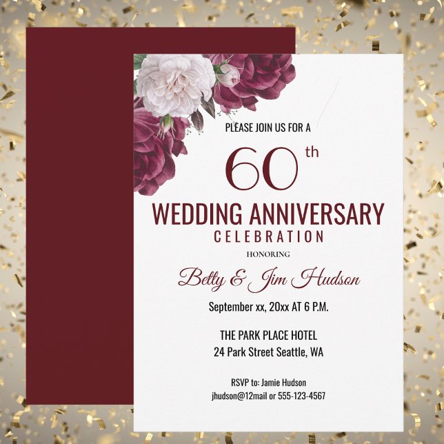 Invitación al 60º Aniversario de Boda (60th Wedding Anniversary Invitation)