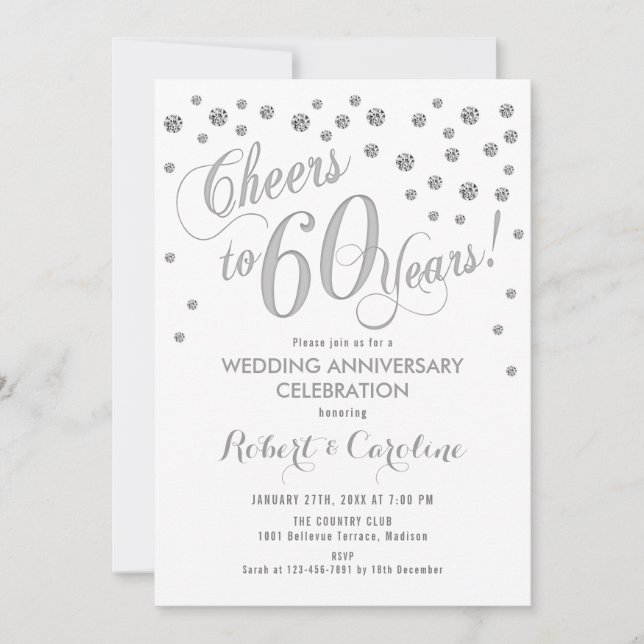 Invitación al 60° aniversario del Boda - Blanco pl (Anverso)