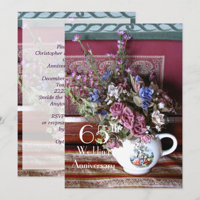 Invitación al 65º Aniversario de Boda Tetera Vinta (Anverso / Reverso)
