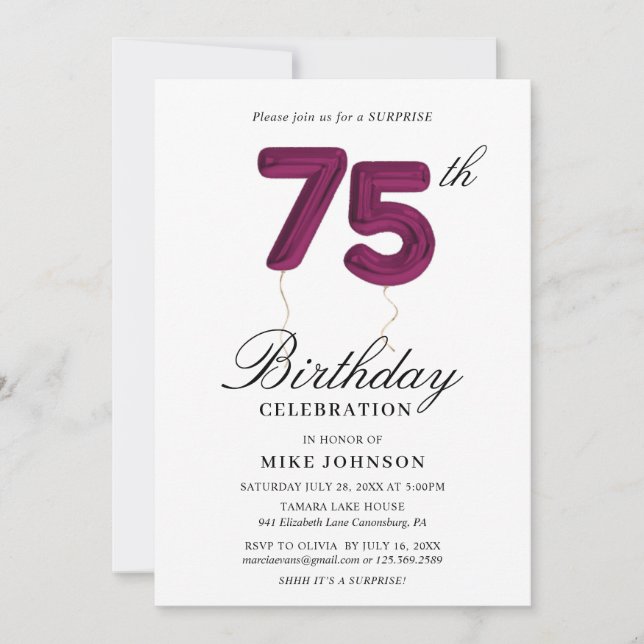 Invitación al 75 cumpleaños (Anverso)