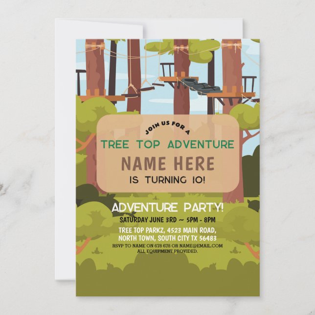 Invitación al aire libre de Tree Top Birthday Adve (Anverso)