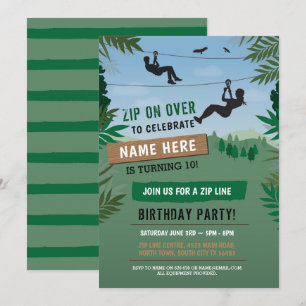 Invitación al aire libre de Zip Line Birthday Adve