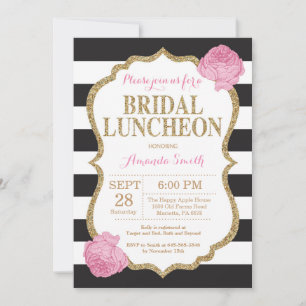 Invitación al almuerzo Black Pink and Gold Bridal
