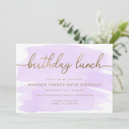 Invitación al almuerzo de cumpleaños Purple Waterc