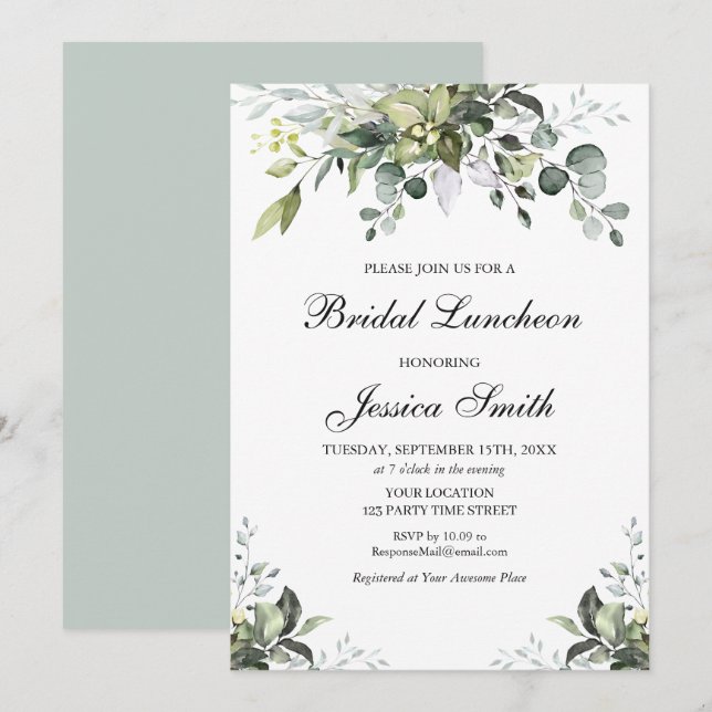 Invitación al almuerzo de las novias de Eucalyptus (Anverso / Reverso)
