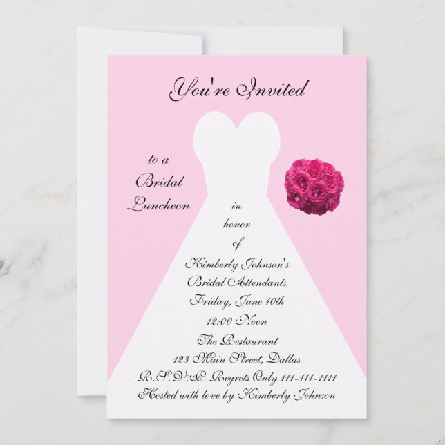 Invitación al almuerzo de novia con traje de novia (Anverso)