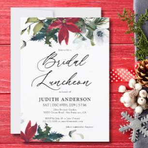 Invitación al almuerzo de novias de Winter Poinset