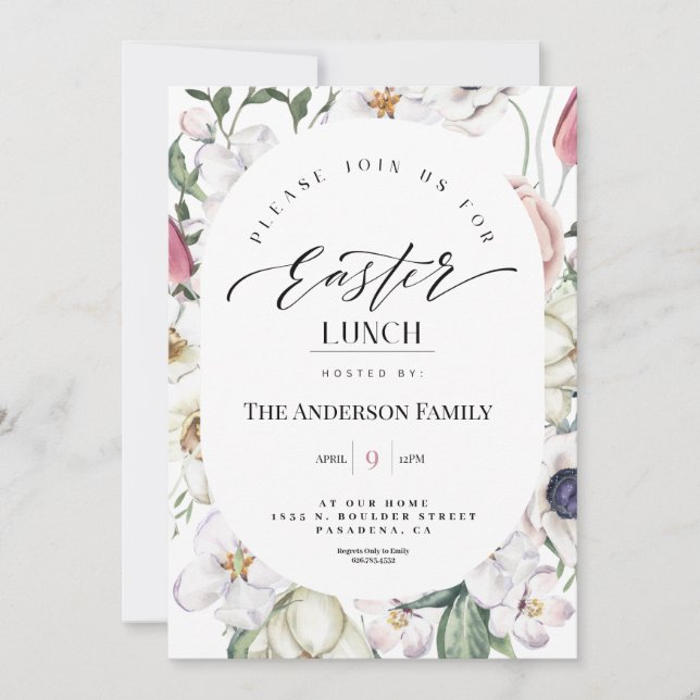 Invitación al almuerzo de Pascua de Año Floral Pri (Anverso)
