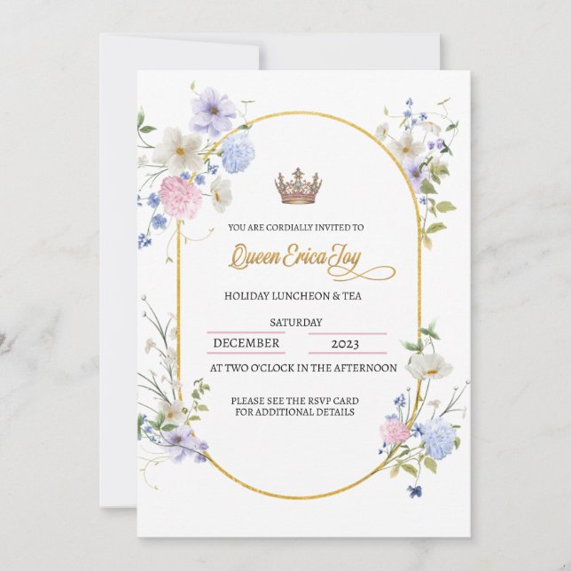 Invitación al almuerzo del feriado de reina (Anverso)