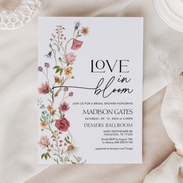 Invitación al amor en flor, ducha de novias con fl (love in bloom bridal shower invitation )