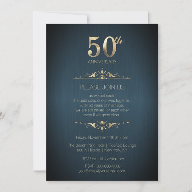 Invitación al Aniversario de Bodas número 50 (Anverso)